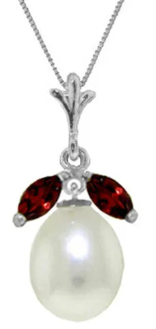 4.5 Carat 14K Solid Yellow Gold Necklace Natural Parl Garnet