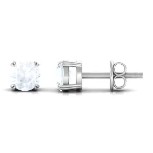 4.5 MM Moonstone Solitaire Stud Earrings in Double Claw Prong Setting