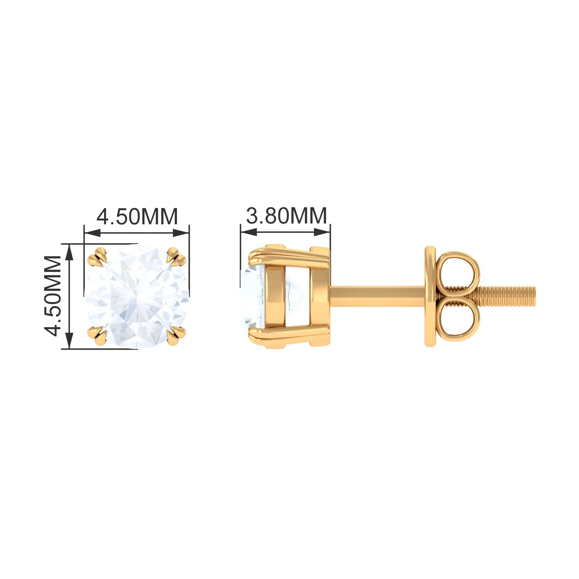 4.5 MM Moonstone Solitaire Stud Earrings in Double Claw Prong Setting