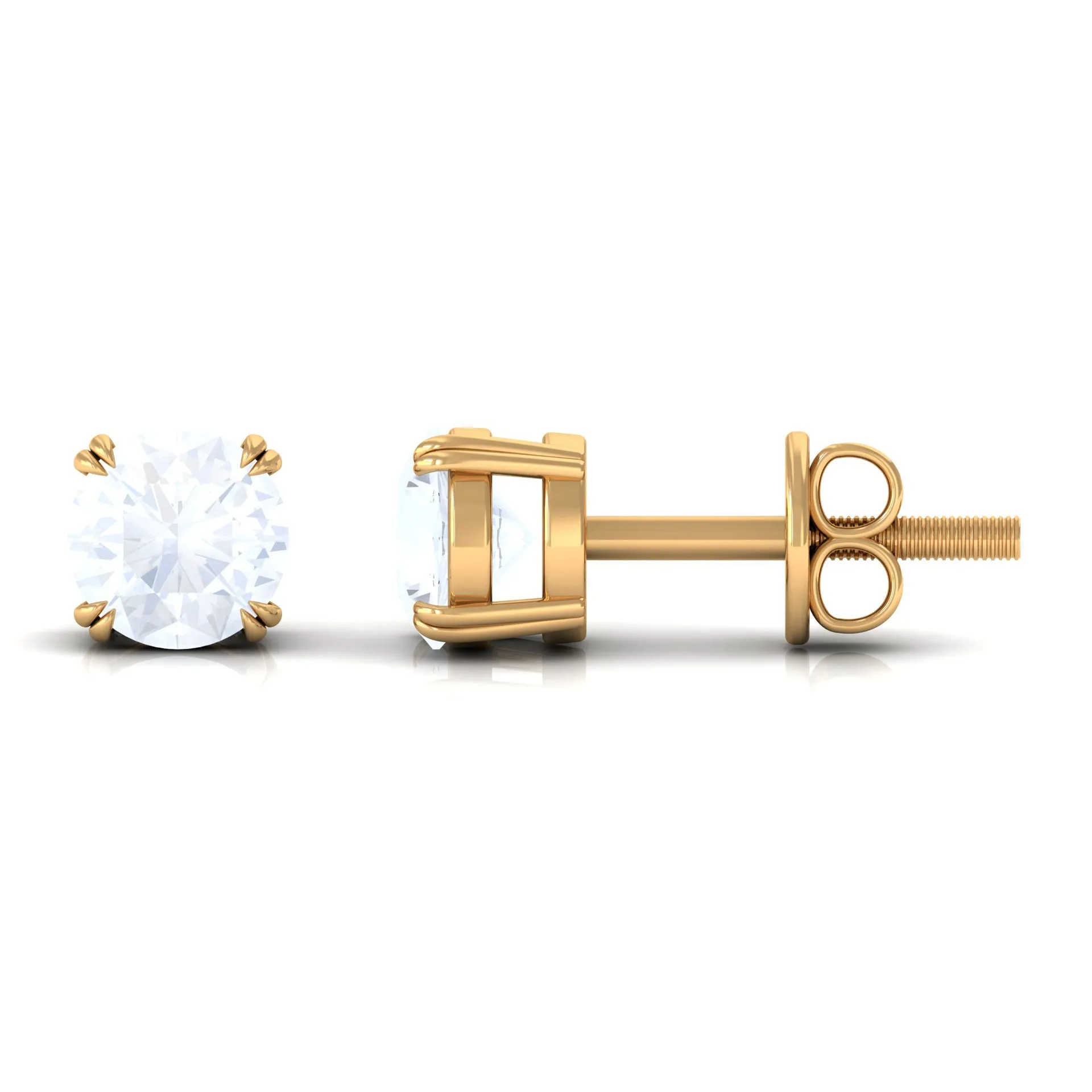 4.5 MM Moonstone Solitaire Stud Earrings in Double Claw Prong Setting