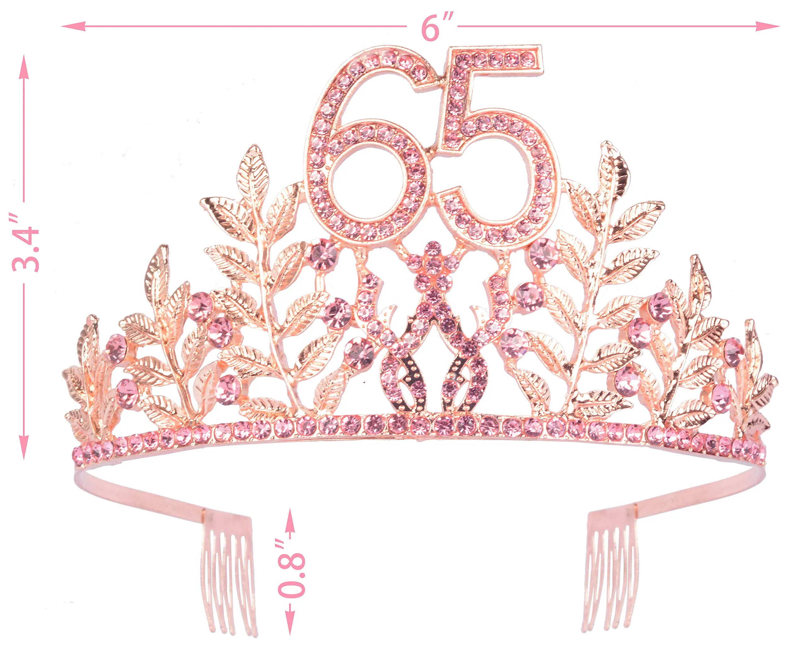 65th Birthday Gifts for Women, 65th Birthday Tiara and Sash, 65 Fabulous Sash and Crystal