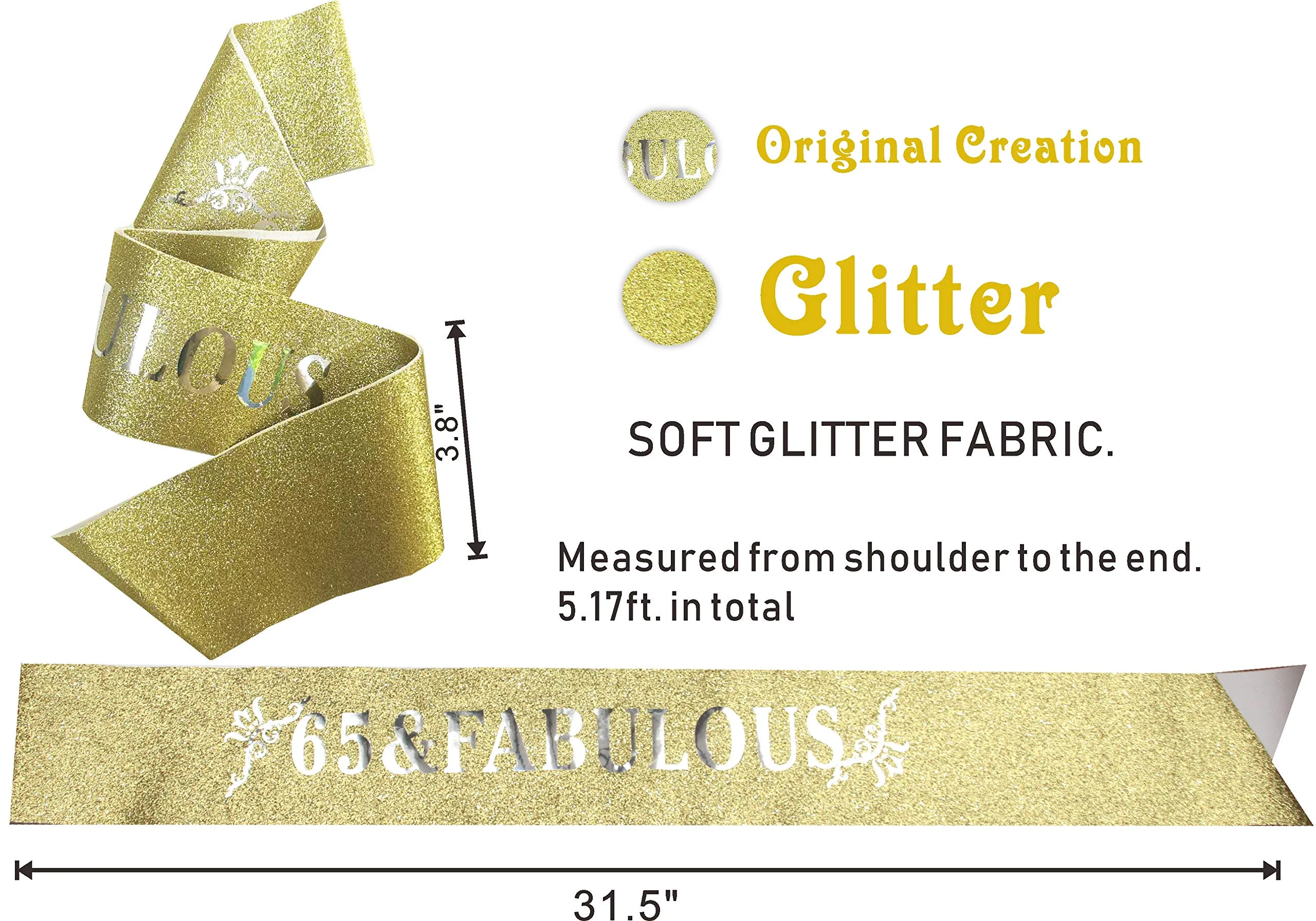 65th Birthday Gifts for Women,65th Birthday Tiara and Sash Golden,65th Birthday