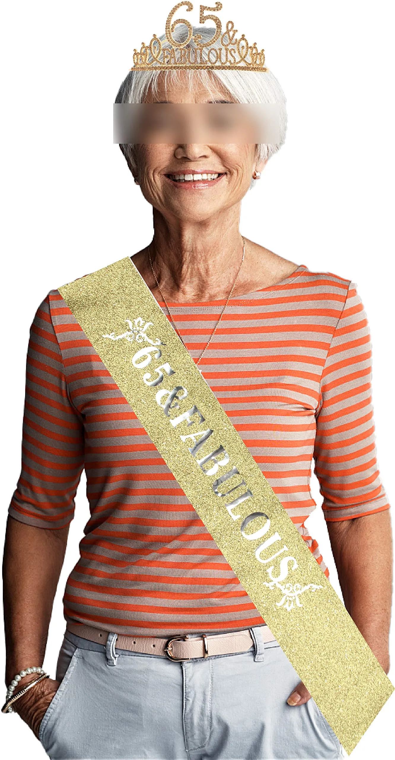 65th Birthday Gifts for Women,65th Birthday Tiara and Sash Golden,65th Birthday