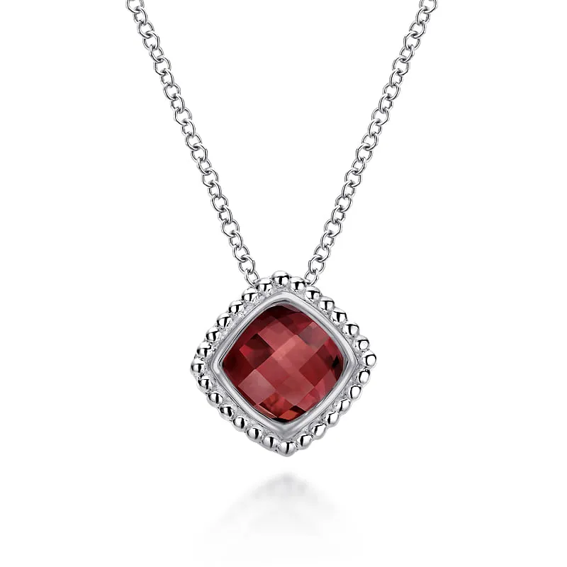 925 Sterling Silver Bujukan Garnet Pendant Necklace