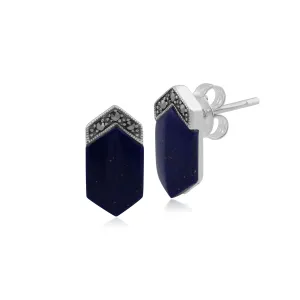 925er Sterlingsilber Markasit & Lapislazuli Ohrstecker Ohrringe