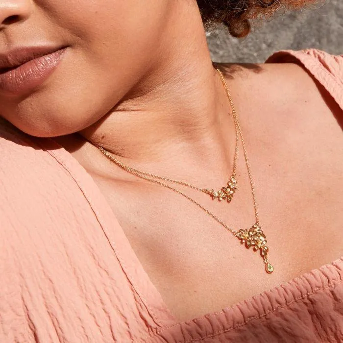 Alex Monroe Clustered Rosette Necklace with Peridot Drop