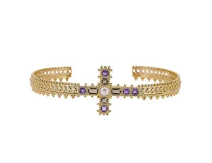 Amethyst Cross Bracelet