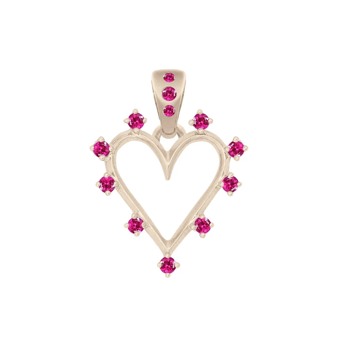 Angel Halo Heart Charm, Ruby