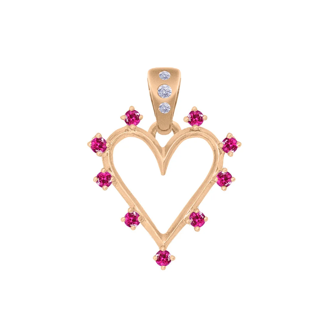 Angel Halo Heart Charm, Ruby