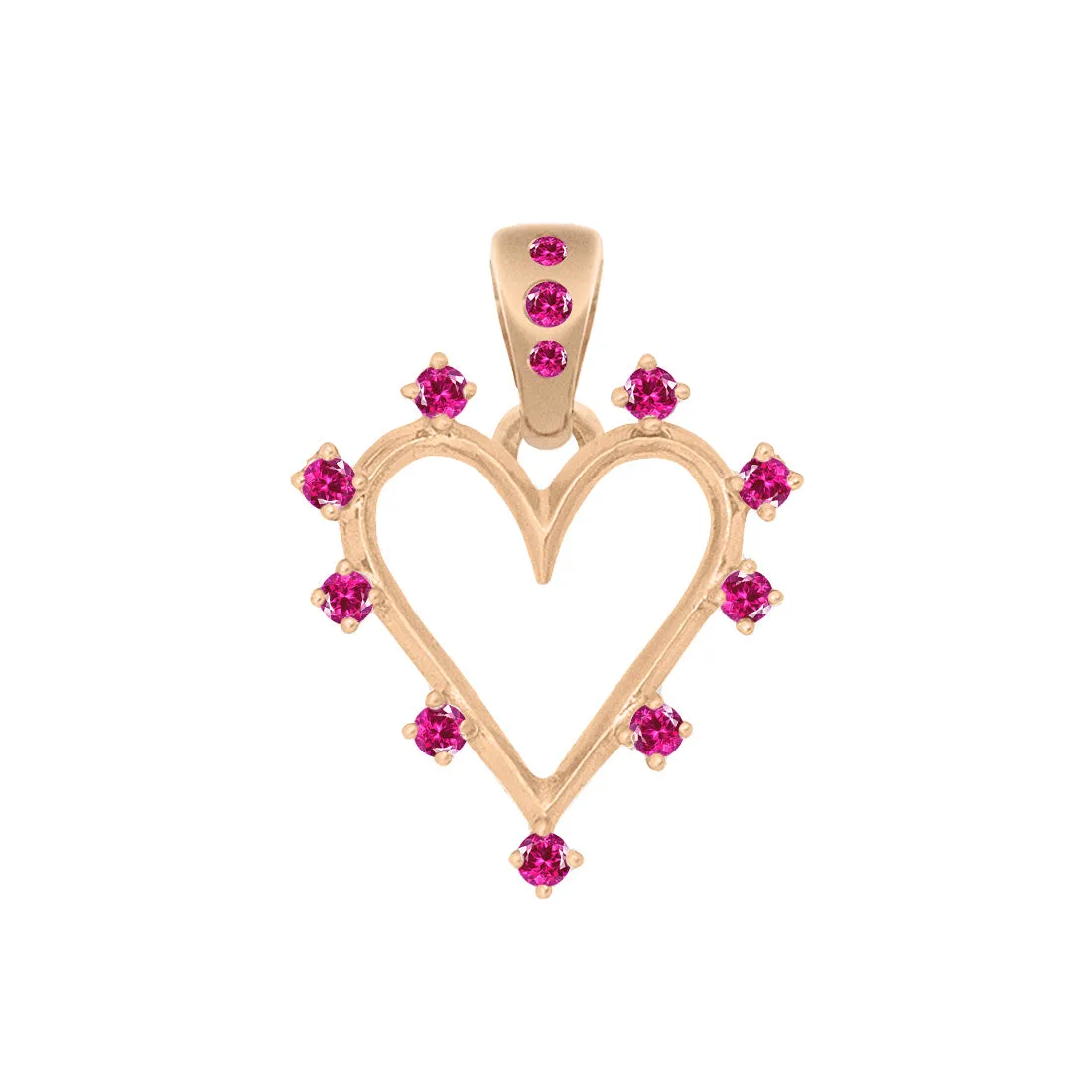 Angel Halo Heart Charm, Ruby