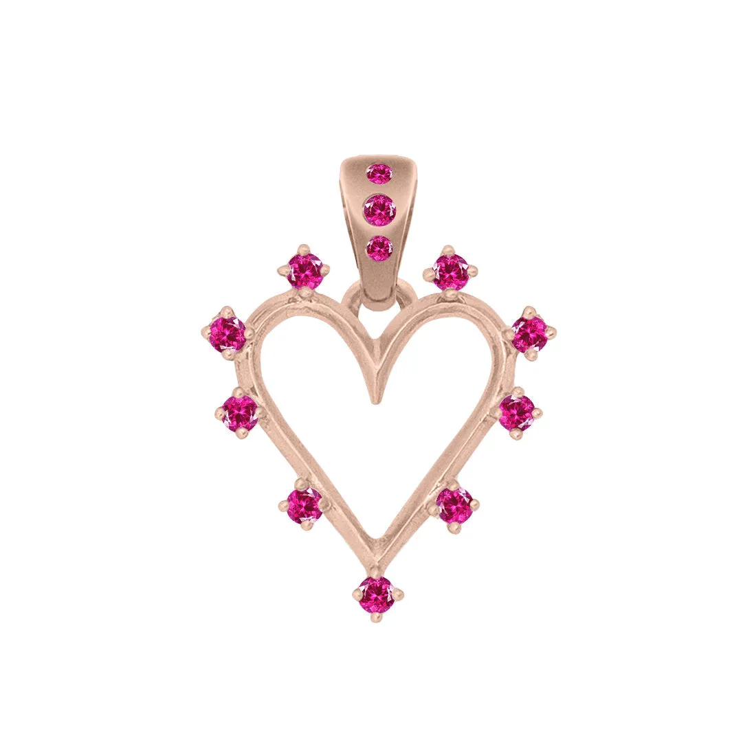 Angel Halo Heart Charm, Ruby