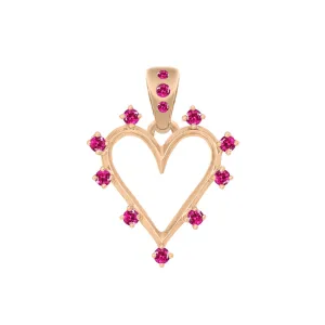 Angel Halo Heart Charm, Ruby