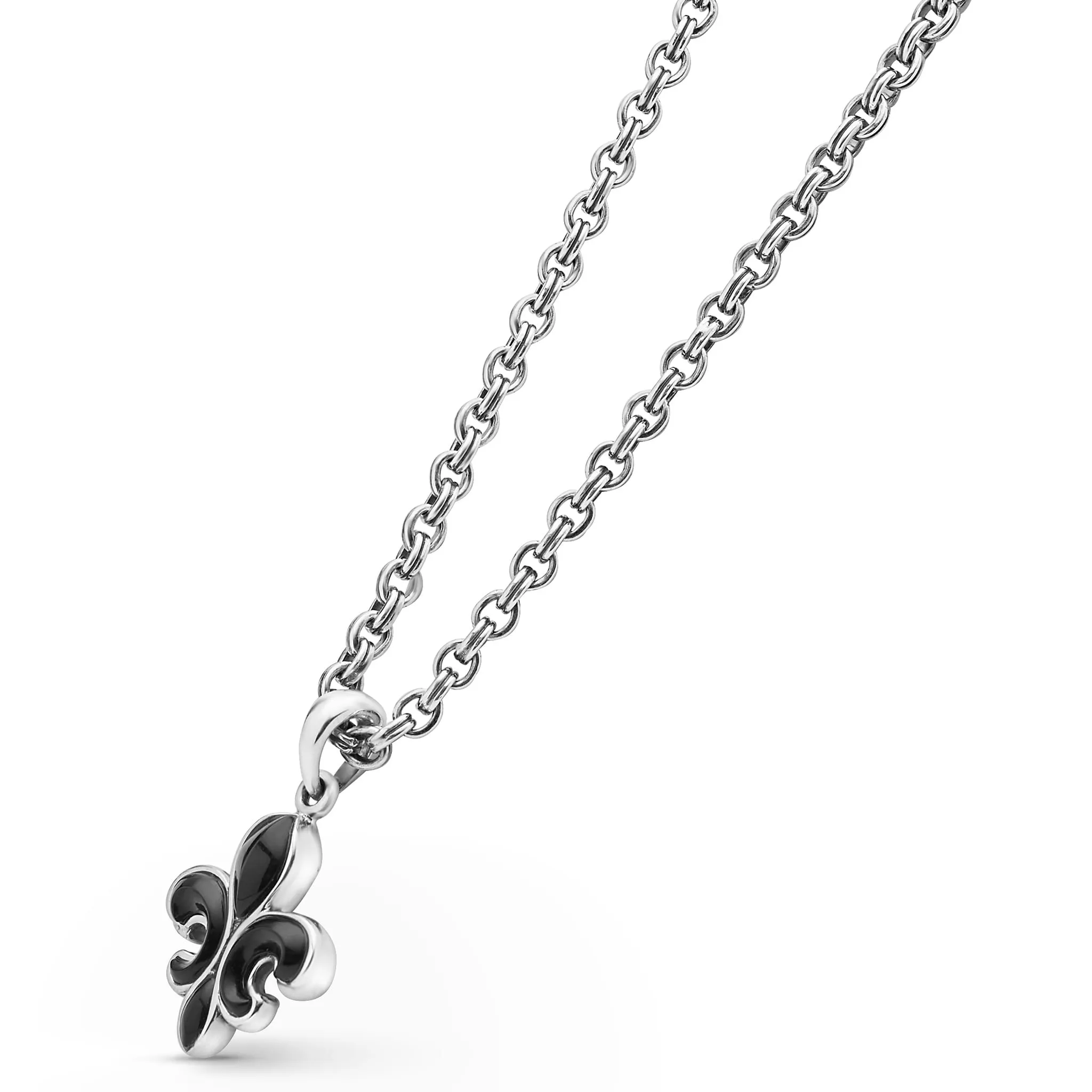 Anthem Black Agate Fleur De Lis Amulet Necklace