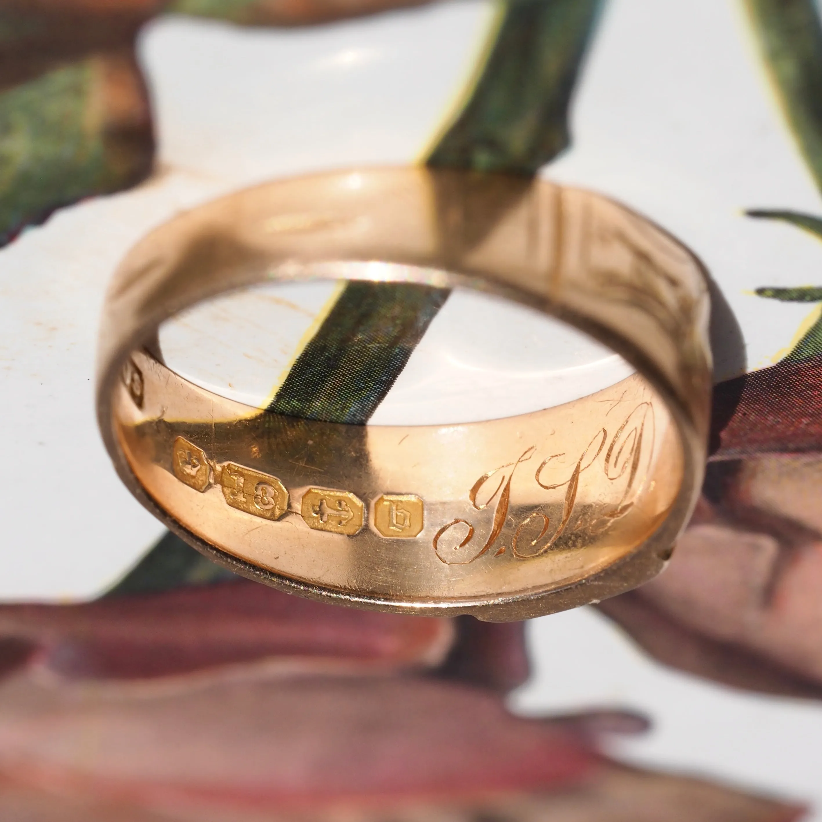 Antique Victorian English c. 1876 18k Gold Floral Signet Ring