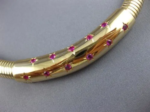 ANTIQUE WIDE 1.40CT AAA RUBY 14KT YELLOW GOLD 3D FLEXIBLE SNAKE NECKLACE #26489