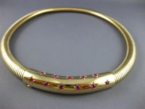 ANTIQUE WIDE 1.40CT AAA RUBY 14KT YELLOW GOLD 3D FLEXIBLE SNAKE NECKLACE #26489