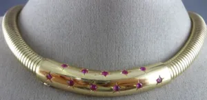 ANTIQUE WIDE 1.40CT AAA RUBY 14KT YELLOW GOLD 3D FLEXIBLE SNAKE NECKLACE #26489