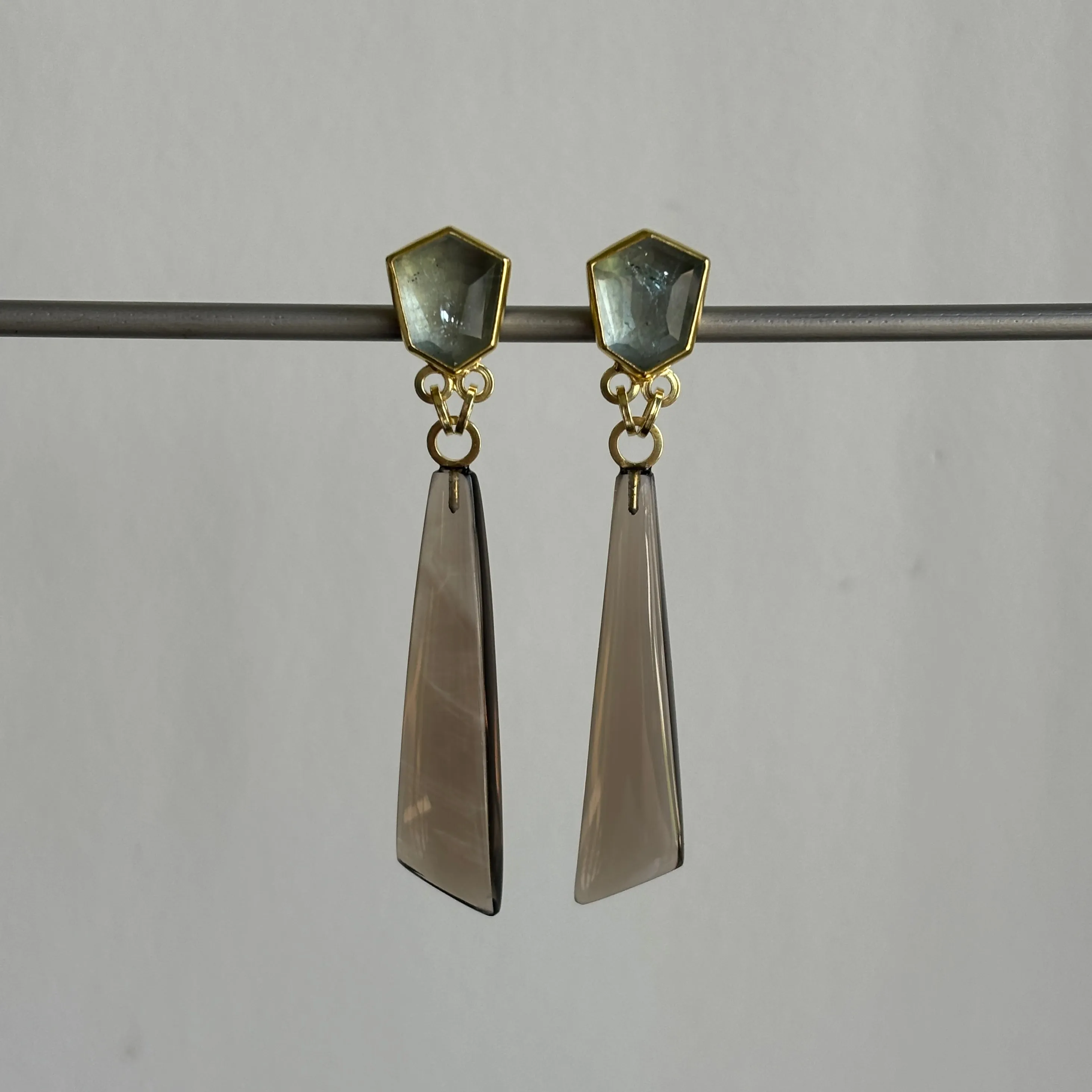 Aquamarine & Smoky Quartz Earrings