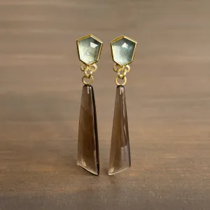 Aquamarine & Smoky Quartz Earrings