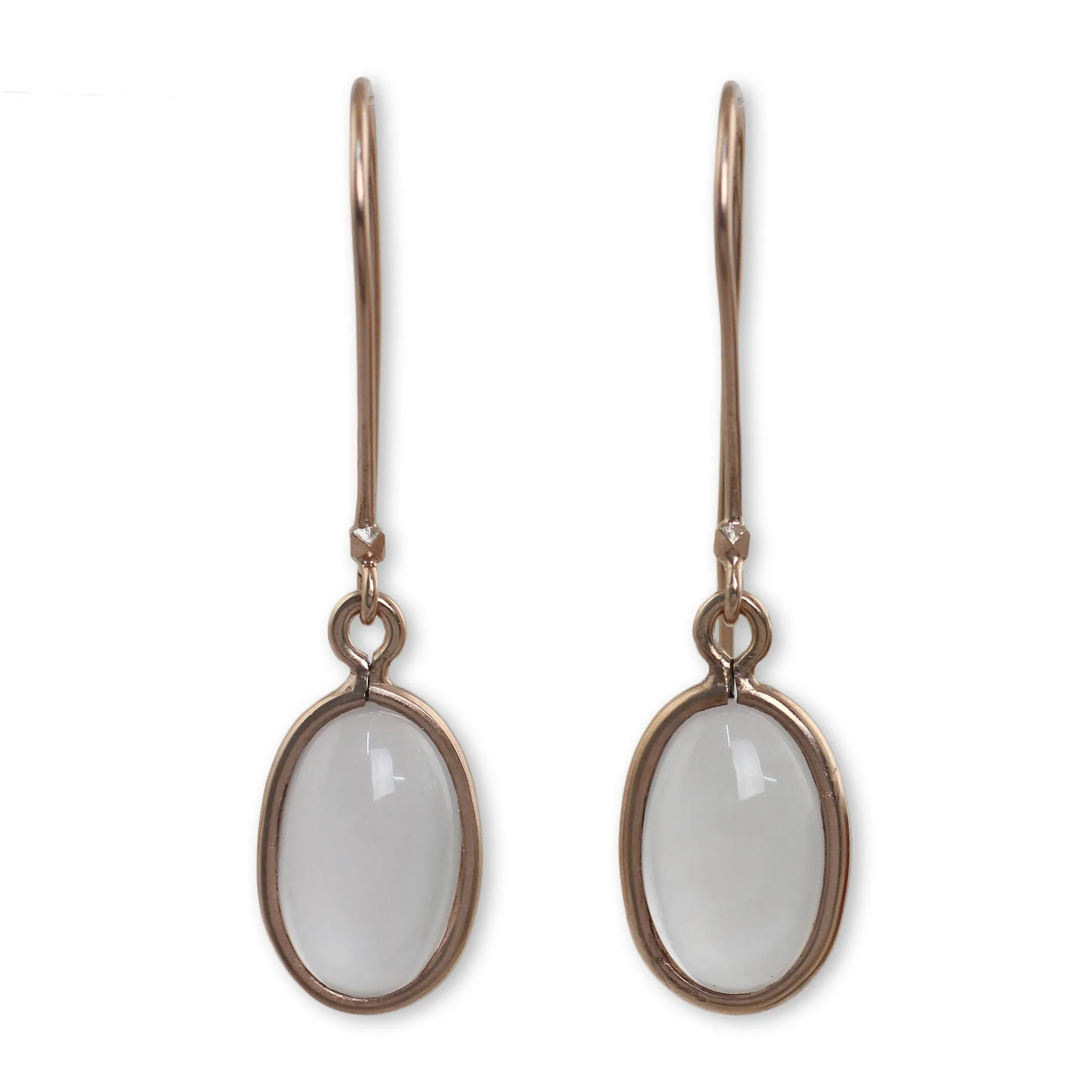 Autumn Rose Rose Quartz Dangle Earrings with 18k Rose Gold Plate