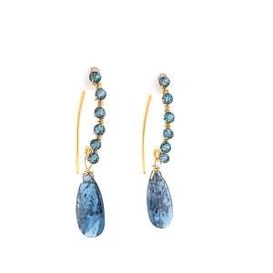 AVF Gold Kyanite & Blue Quartz Earrings (SI2924)