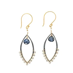 AVF Oxidized & Gold Labradorite & Quartz Dangle Earrings (SI2911)
