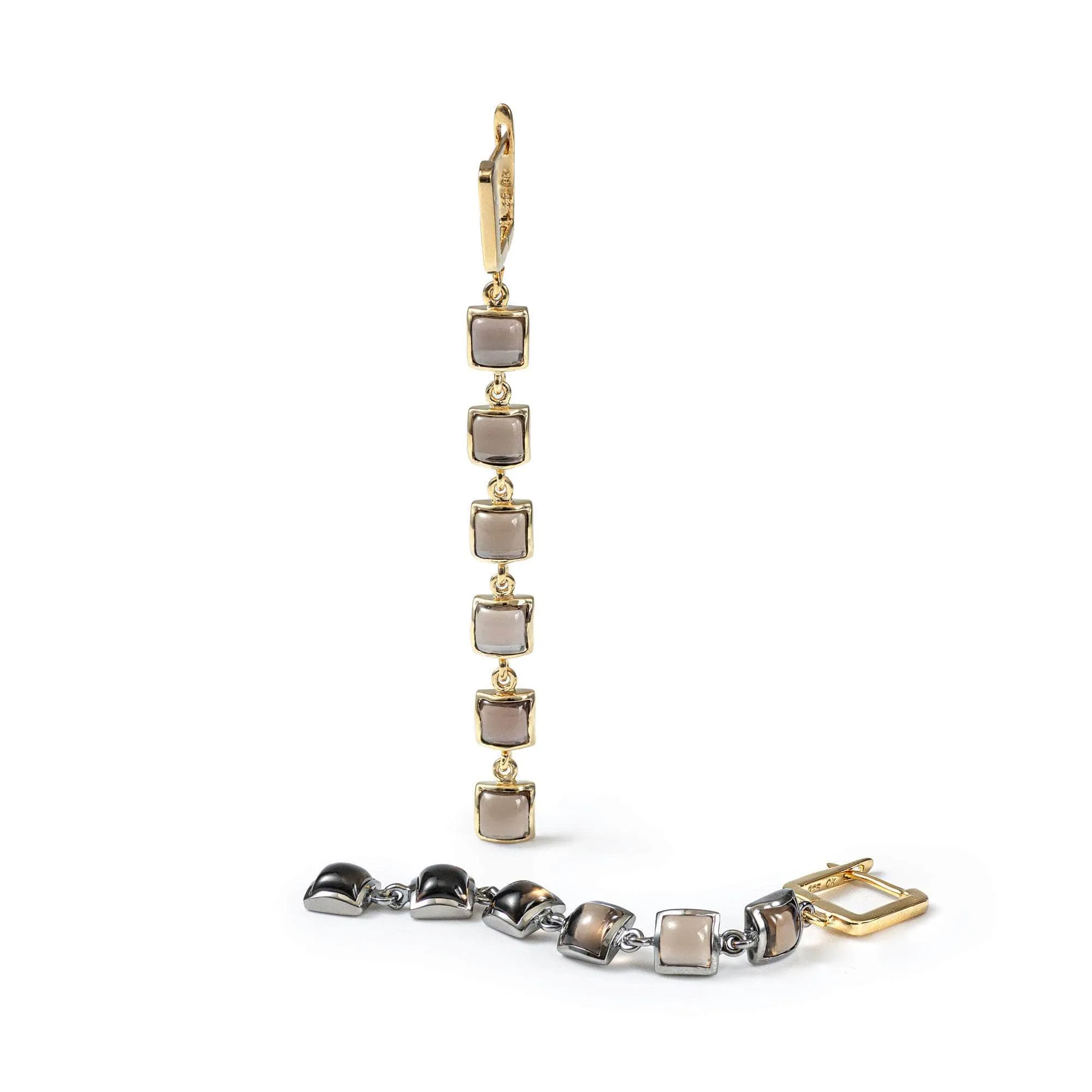 Aylo Smoky Quartz Earrings (Black Rhodium and 18K Gold)