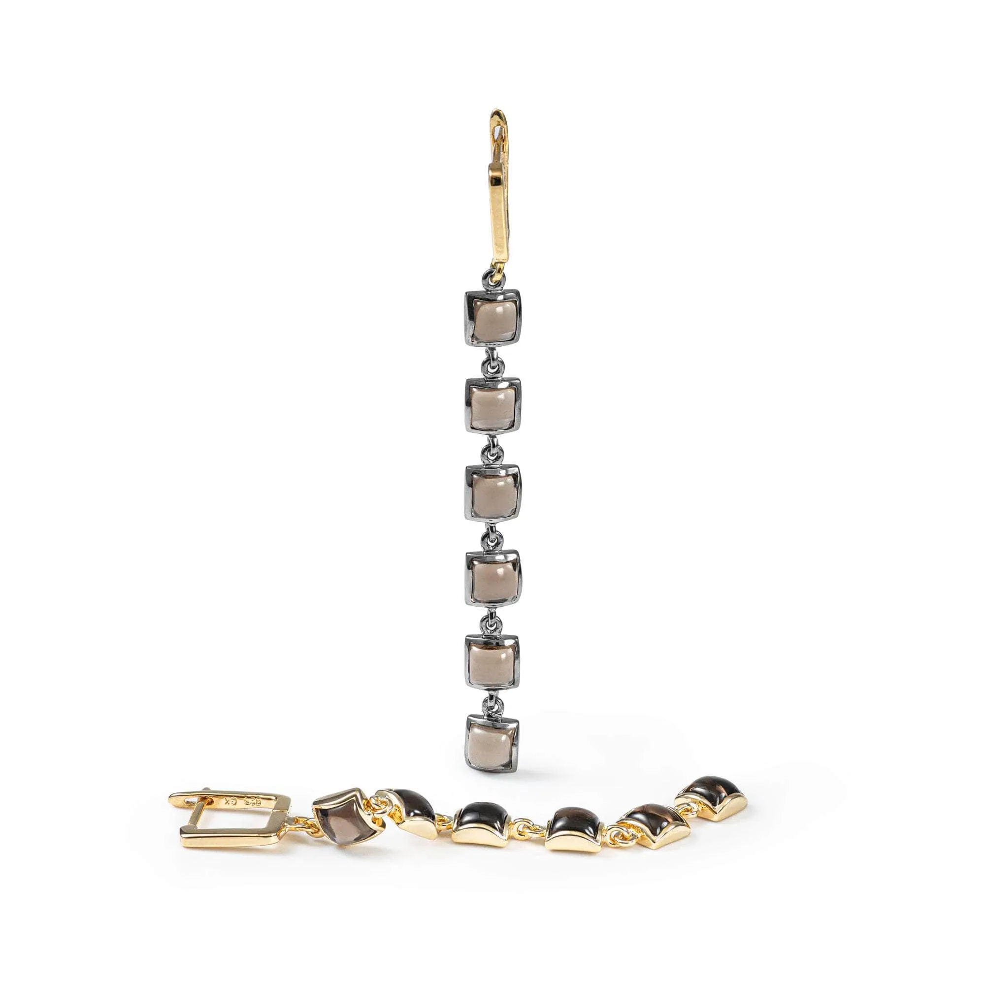 Aylo Smoky Quartz Earrings (Black Rhodium and 18K Gold)
