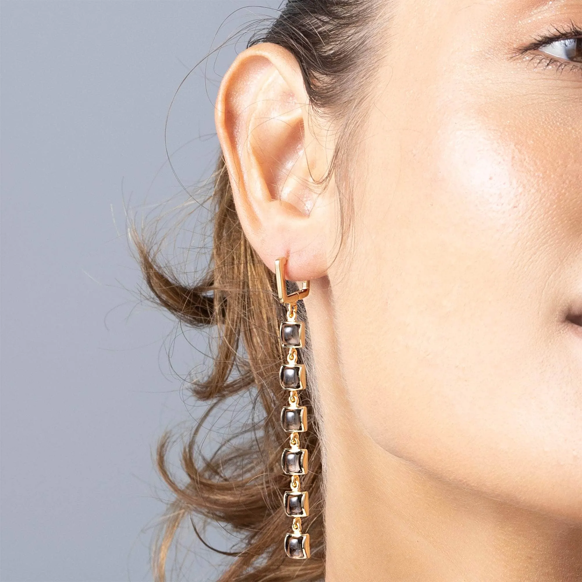 Aylo Smoky Quartz Earrings (Black Rhodium and 18K Gold)