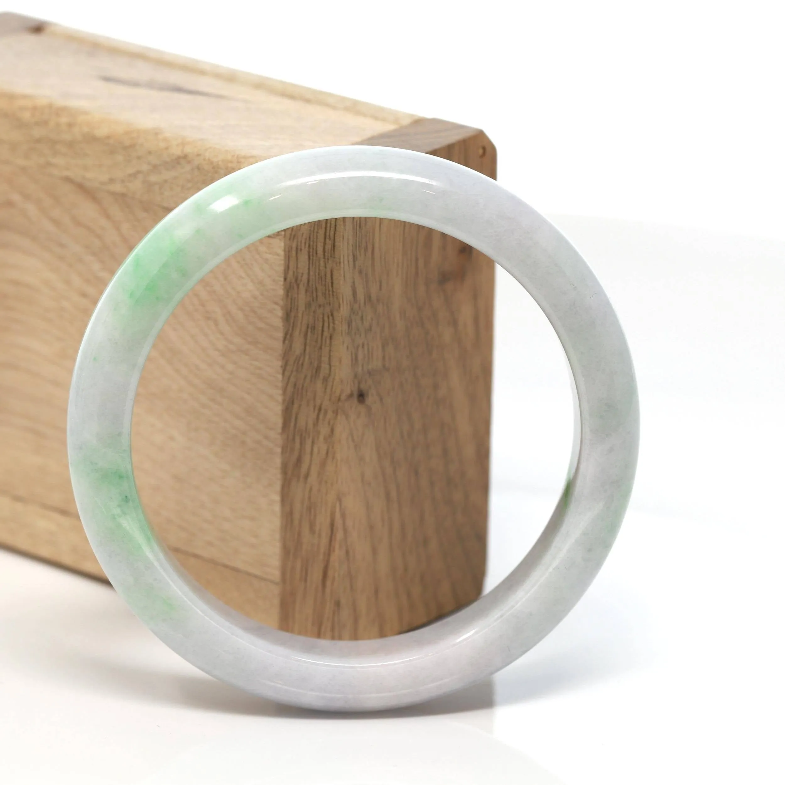 Baikalla™ "Classic Bangle" Genuine Burmese Green Jadeite Jade Bangle Bracelet (58.28 mm) #135