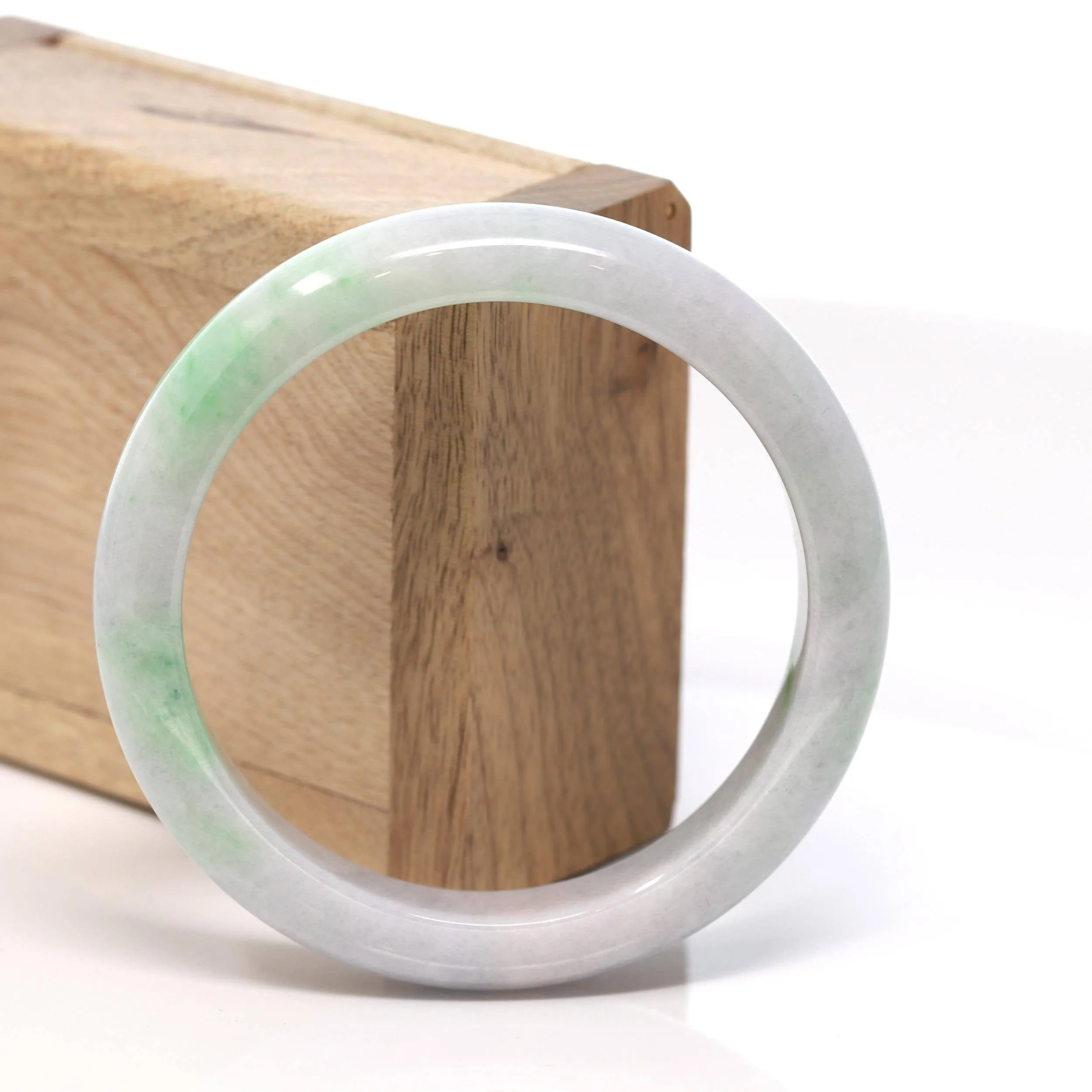 Baikalla™ "Classic Bangle" Genuine Burmese Green Jadeite Jade Bangle Bracelet (58.28 mm) #135