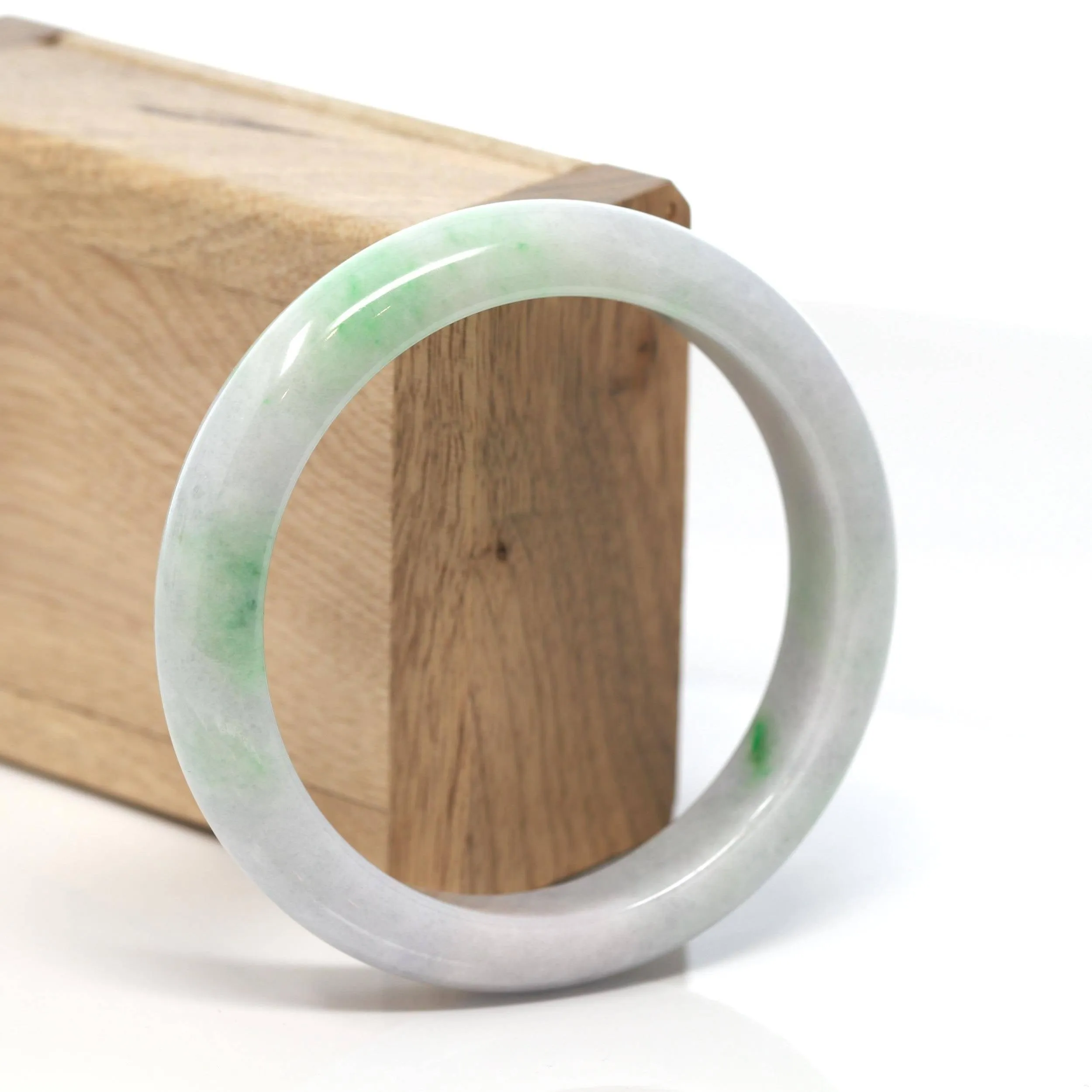 Baikalla™ "Classic Bangle" Genuine Burmese Green Jadeite Jade Bangle Bracelet (58.28 mm) #135