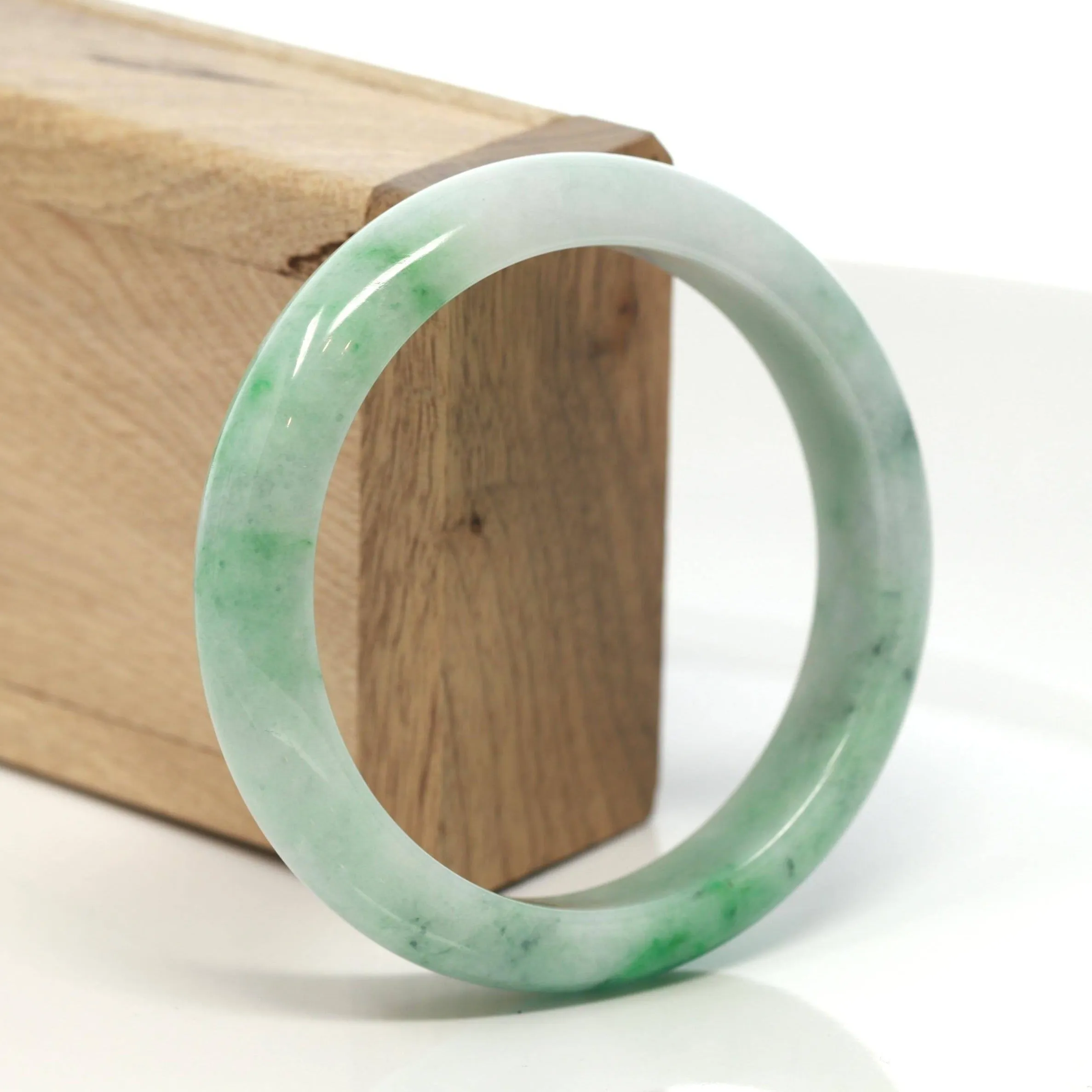Baikalla™ "Classic Bangle" Genuine Burmese Green Jadeite Jade Bangle Bracelet ( 58.3mm) #133