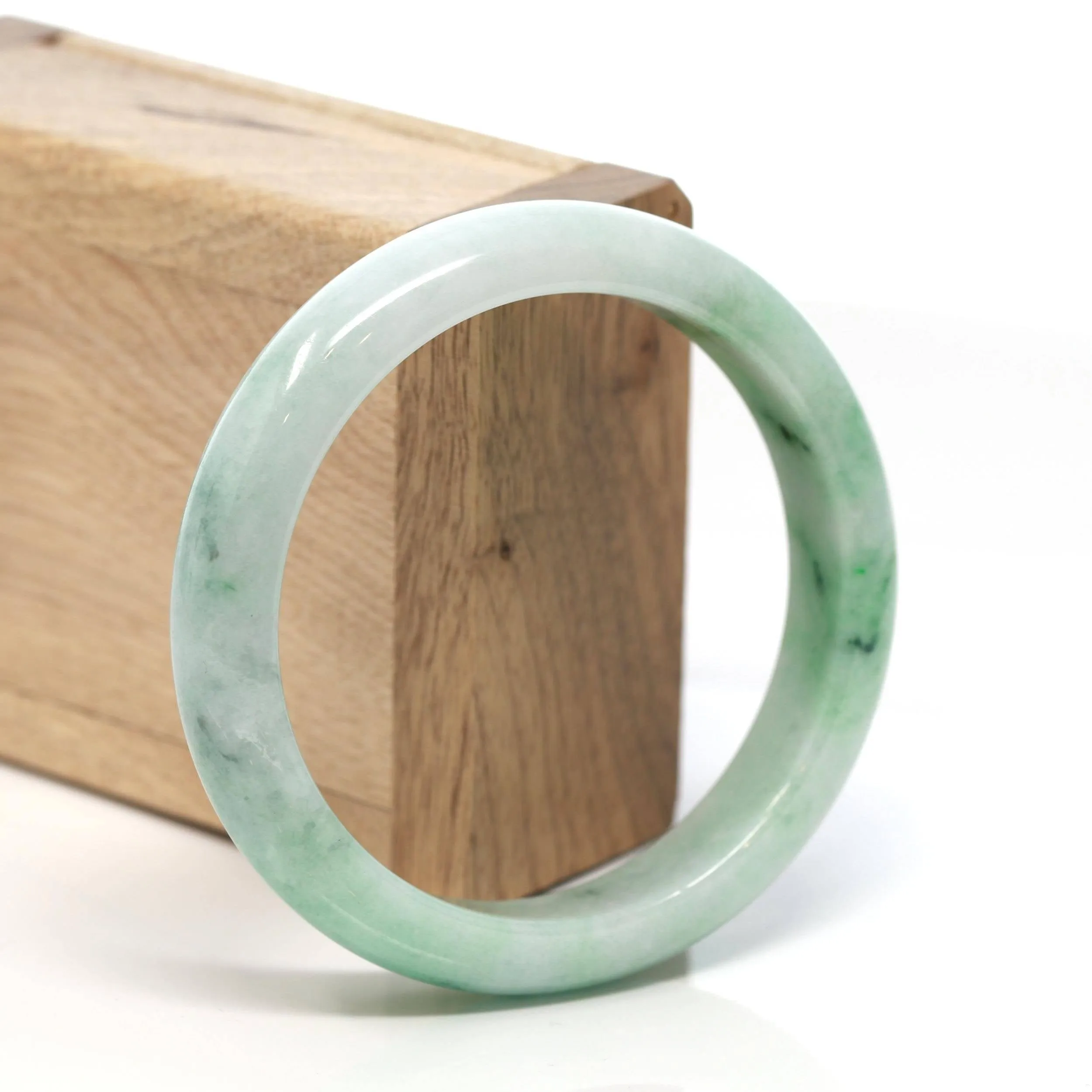 Baikalla™ "Classic Bangle" Genuine Burmese Green Jadeite Jade Bangle Bracelet ( 58.3mm) #133