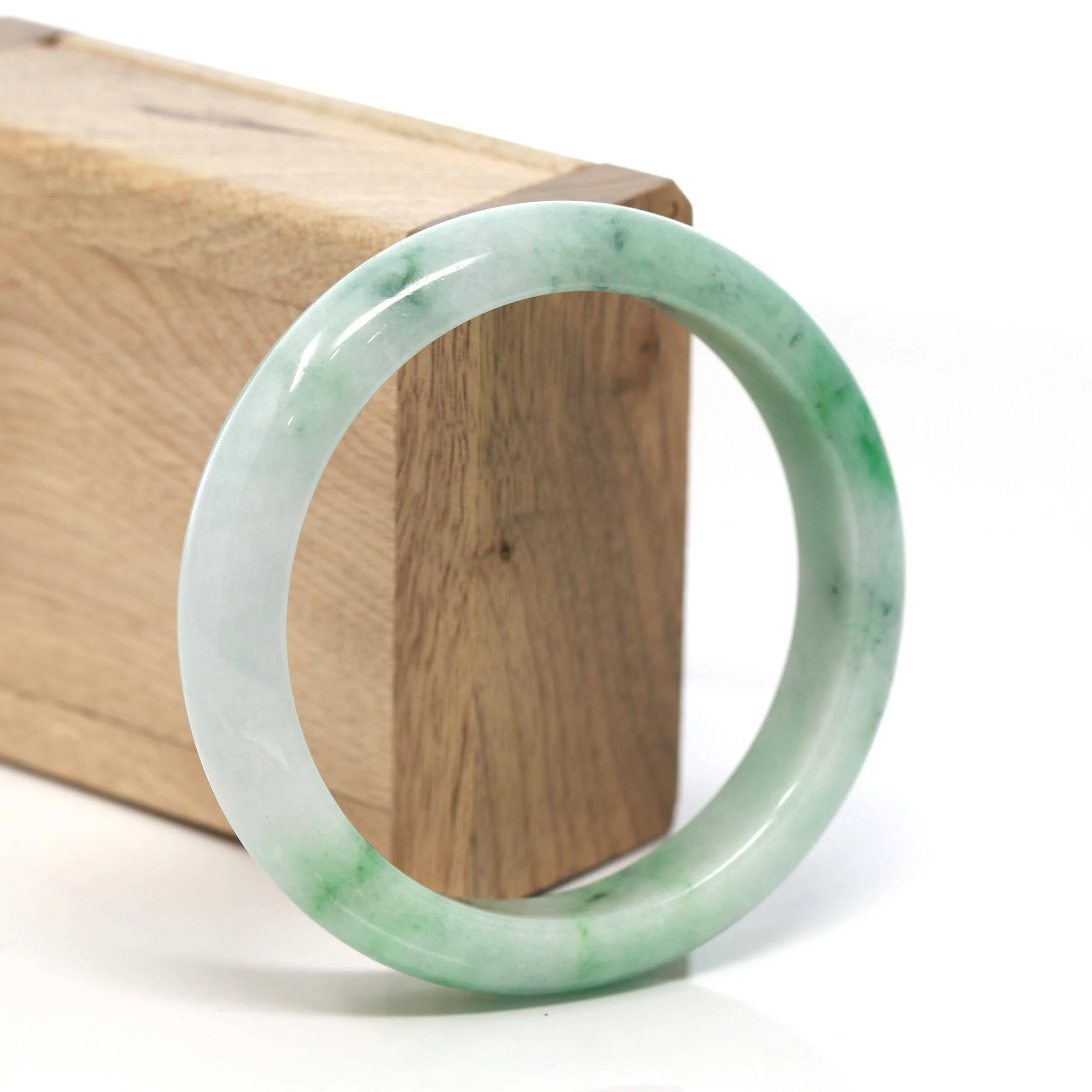 Baikalla™ "Classic Bangle" Genuine Burmese Green Jadeite Jade Bangle Bracelet ( 58.3mm) #133