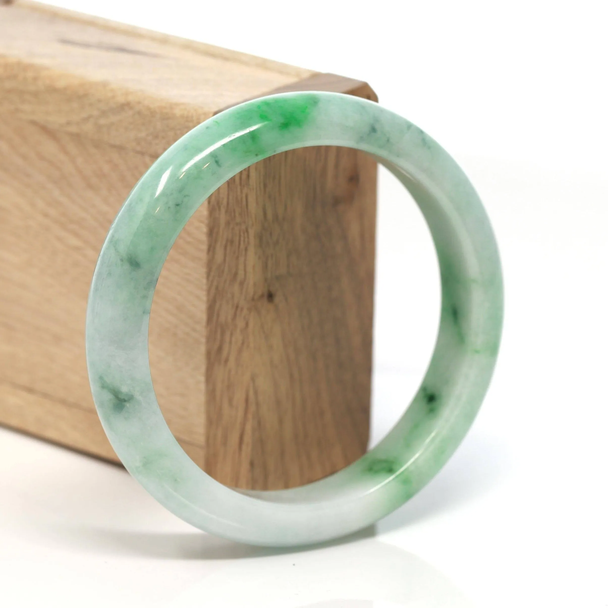 Baikalla™ "Classic Bangle" Genuine Burmese Green Jadeite Jade Bangle Bracelet ( 58.3mm) #133