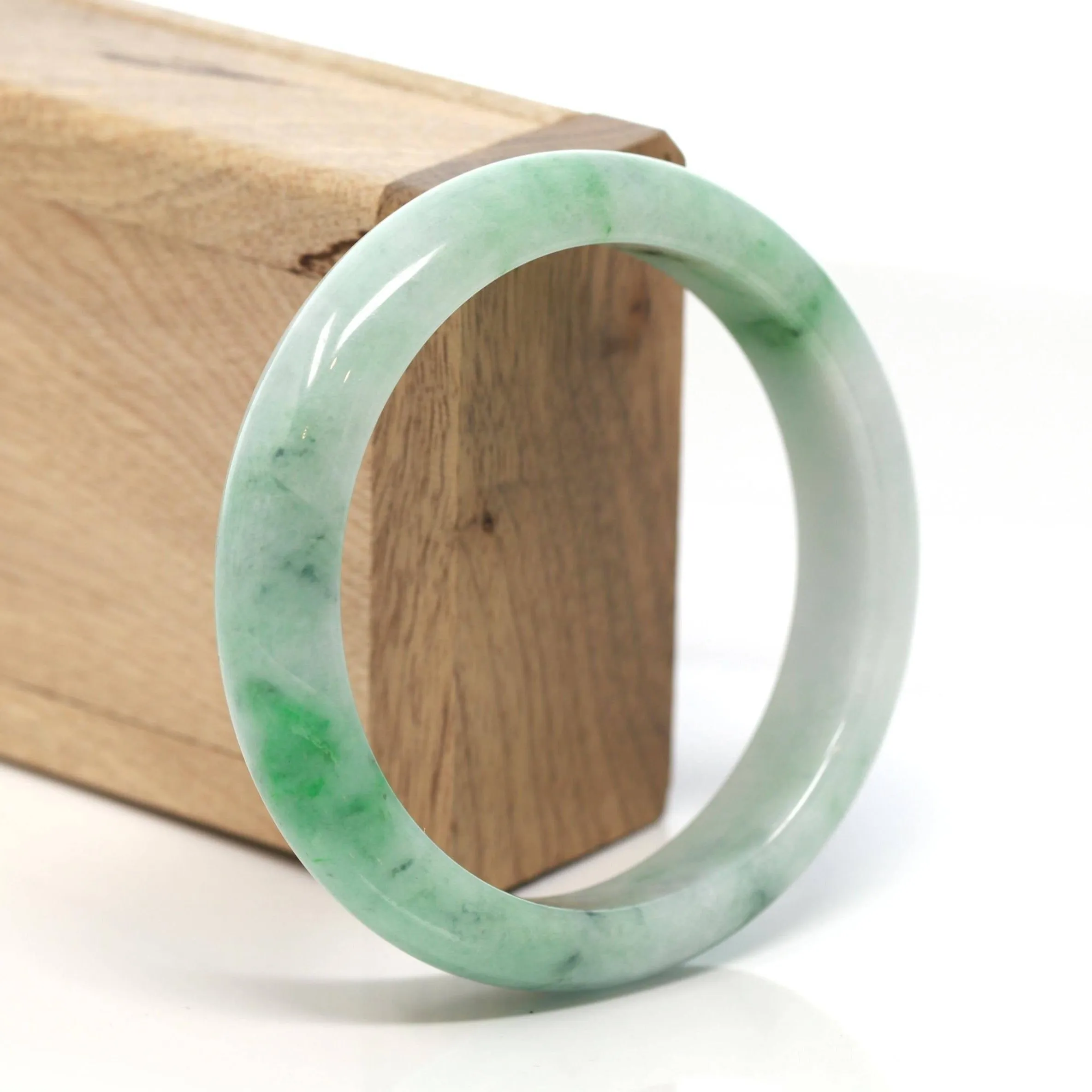 Baikalla™ "Classic Bangle" Genuine Burmese Green Jadeite Jade Bangle Bracelet ( 58.3mm) #133