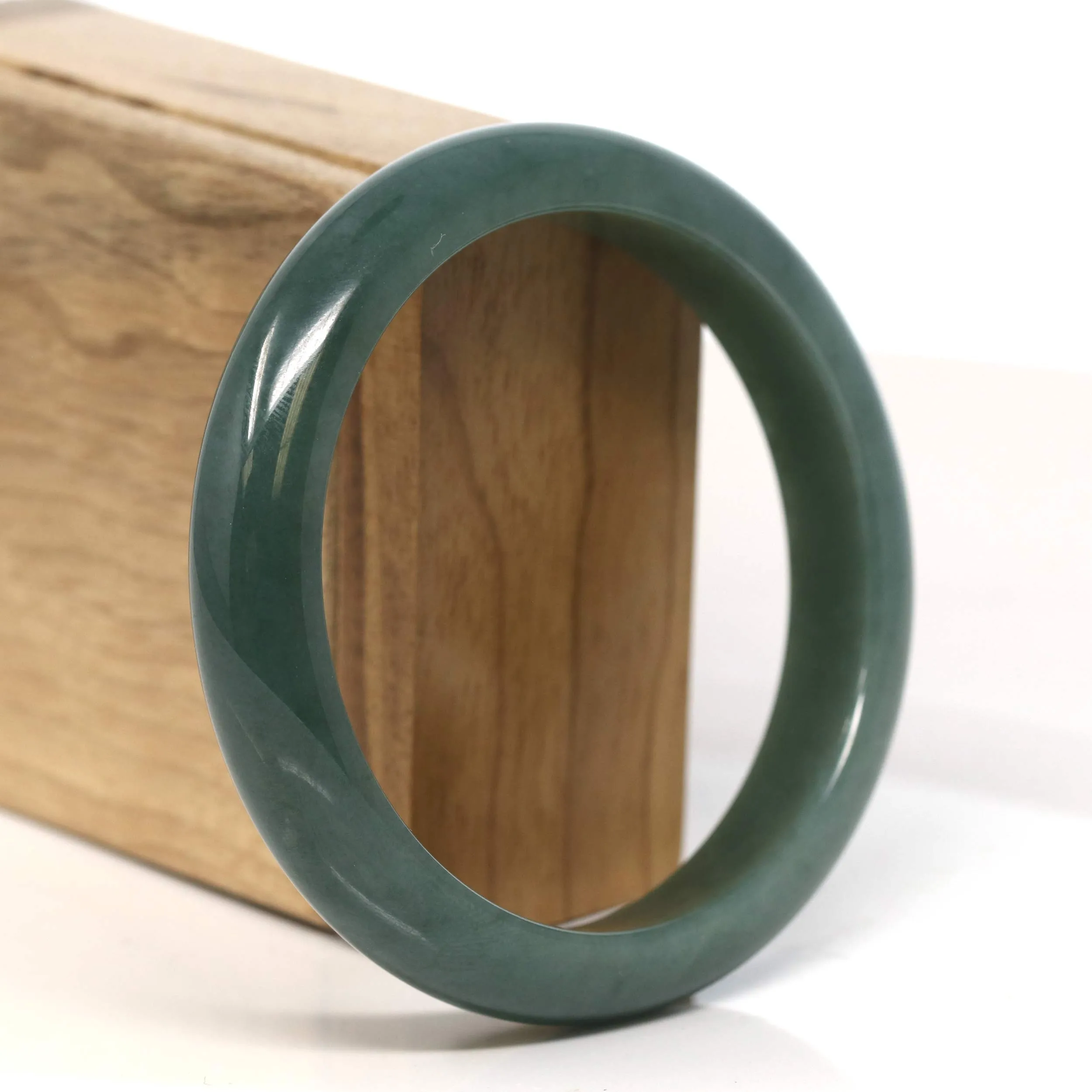 Baikalla "Half Round"  Light Green Jadeite Jade Bangle Bracelet (61 mm) #T449