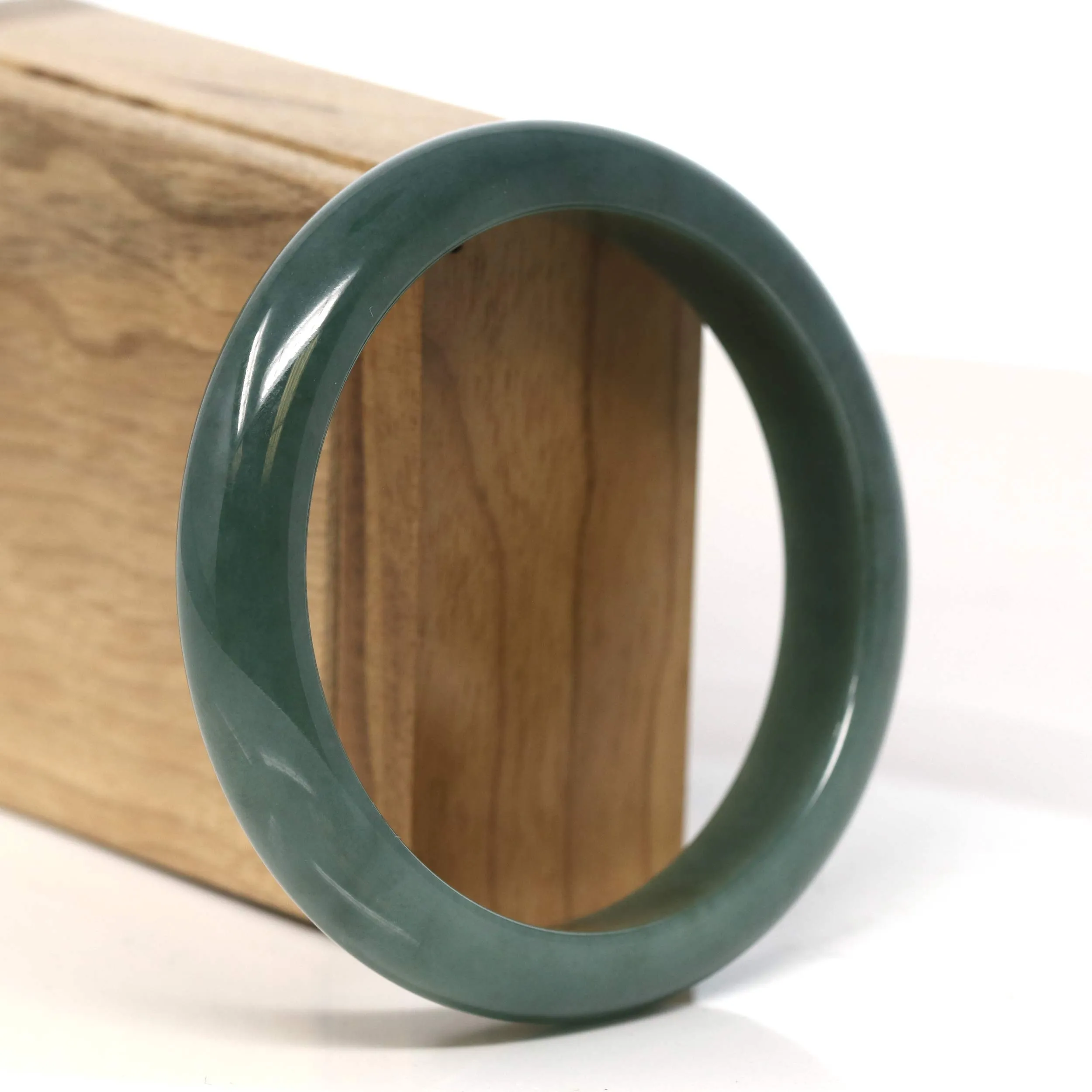 Baikalla "Half Round"  Light Green Jadeite Jade Bangle Bracelet (61 mm) #T449