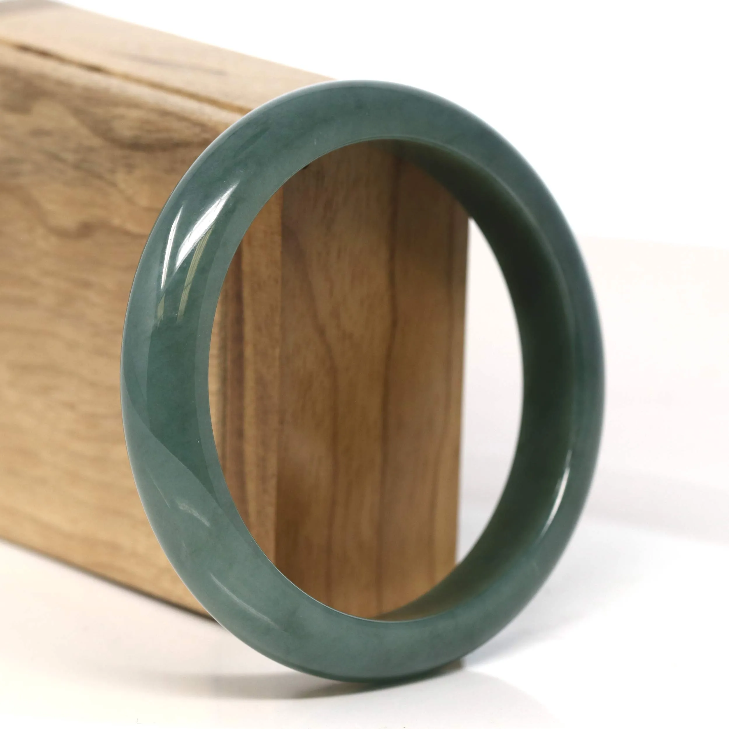 Baikalla "Half Round"  Light Green Jadeite Jade Bangle Bracelet (61 mm) #T449