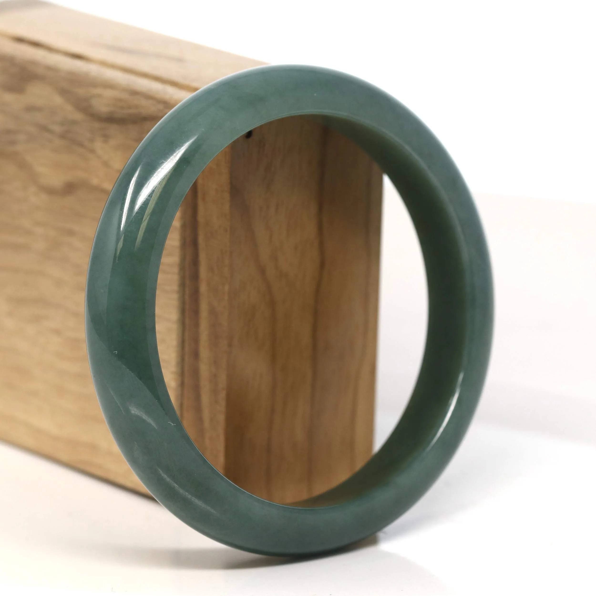 Baikalla "Half Round"  Light Green Jadeite Jade Bangle Bracelet (61 mm) #T449