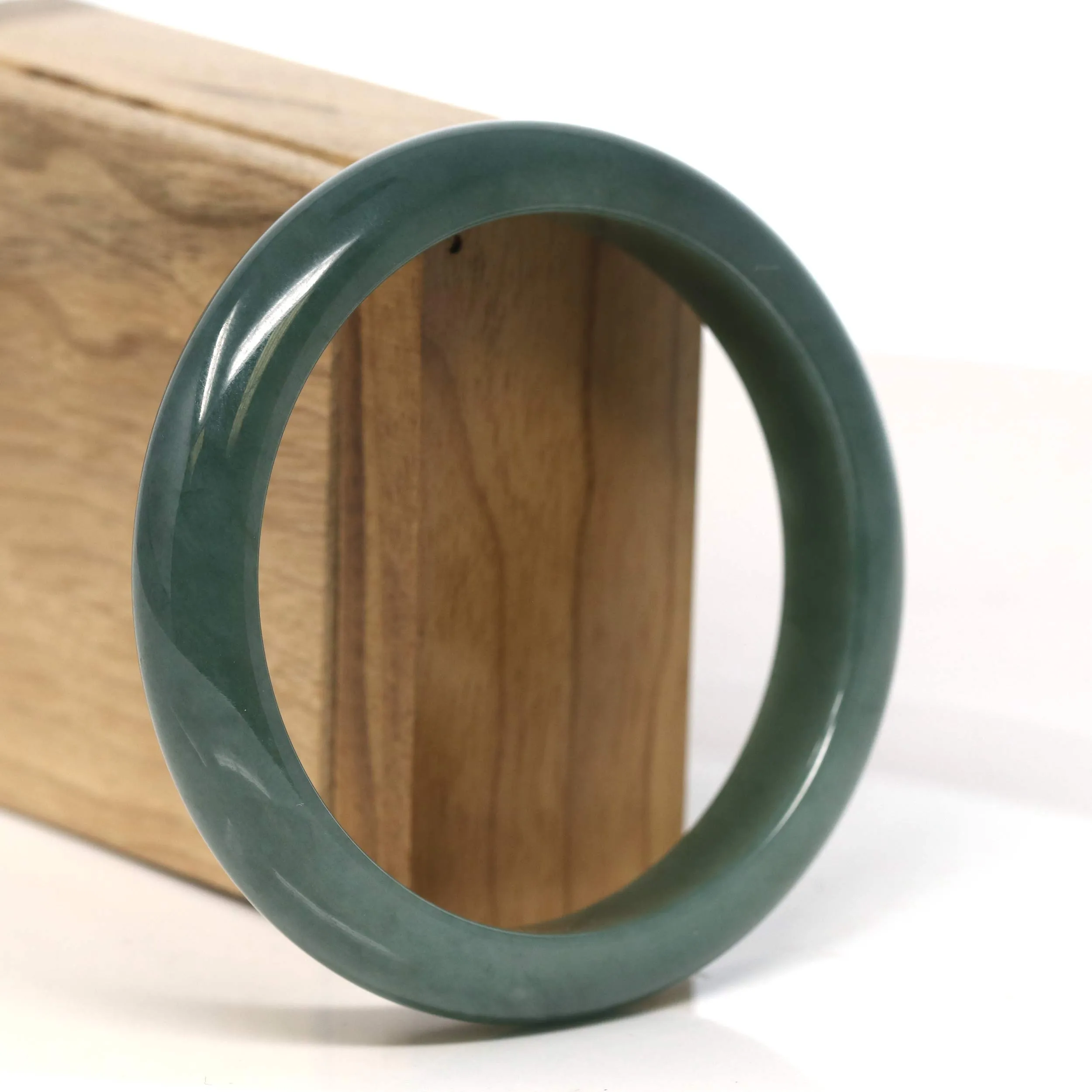 Baikalla "Half Round"  Light Green Jadeite Jade Bangle Bracelet (61 mm) #T449