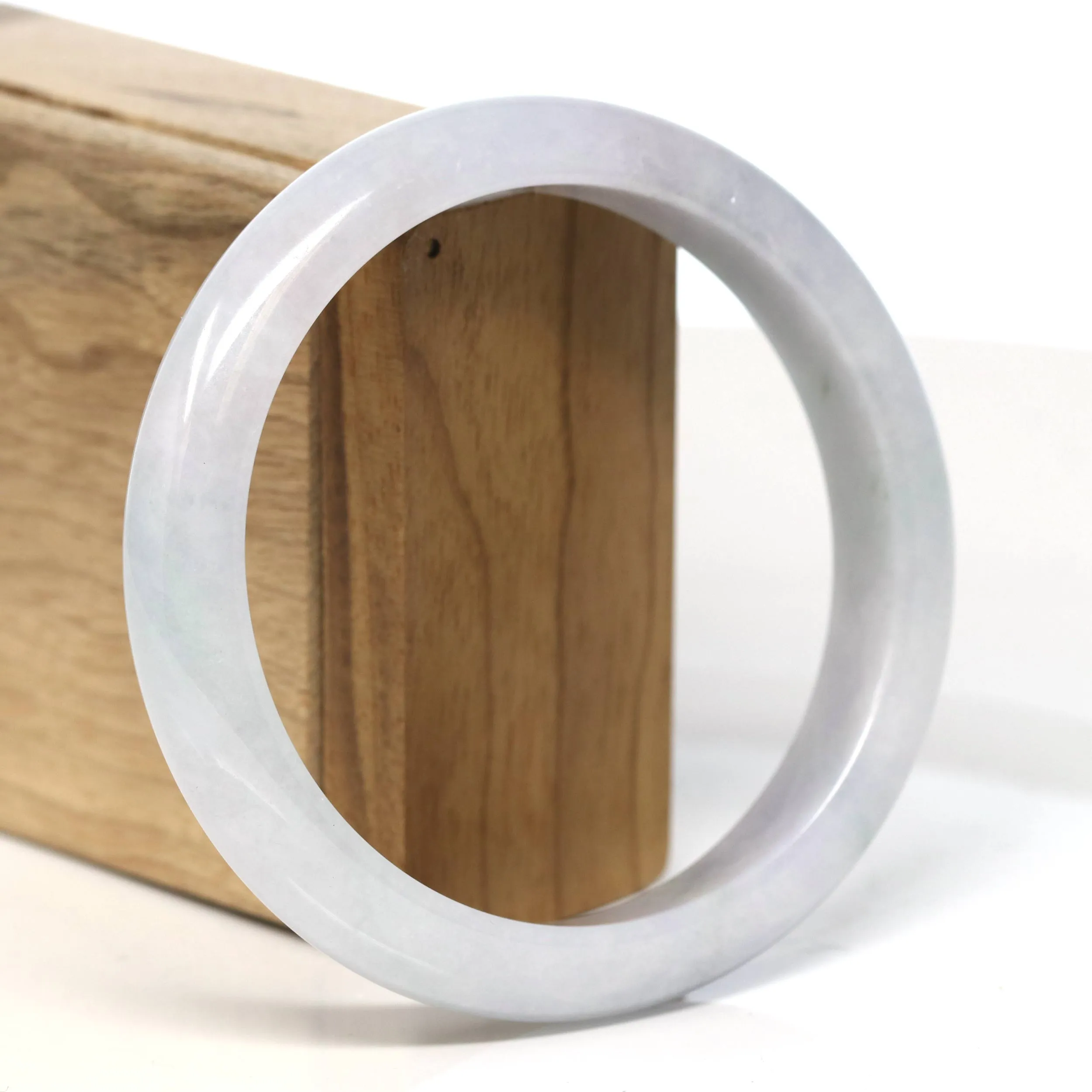 Baikalla "Half Round" Light Lavender Jadeite Jade Bangle Bracelet (62 mm) #T467