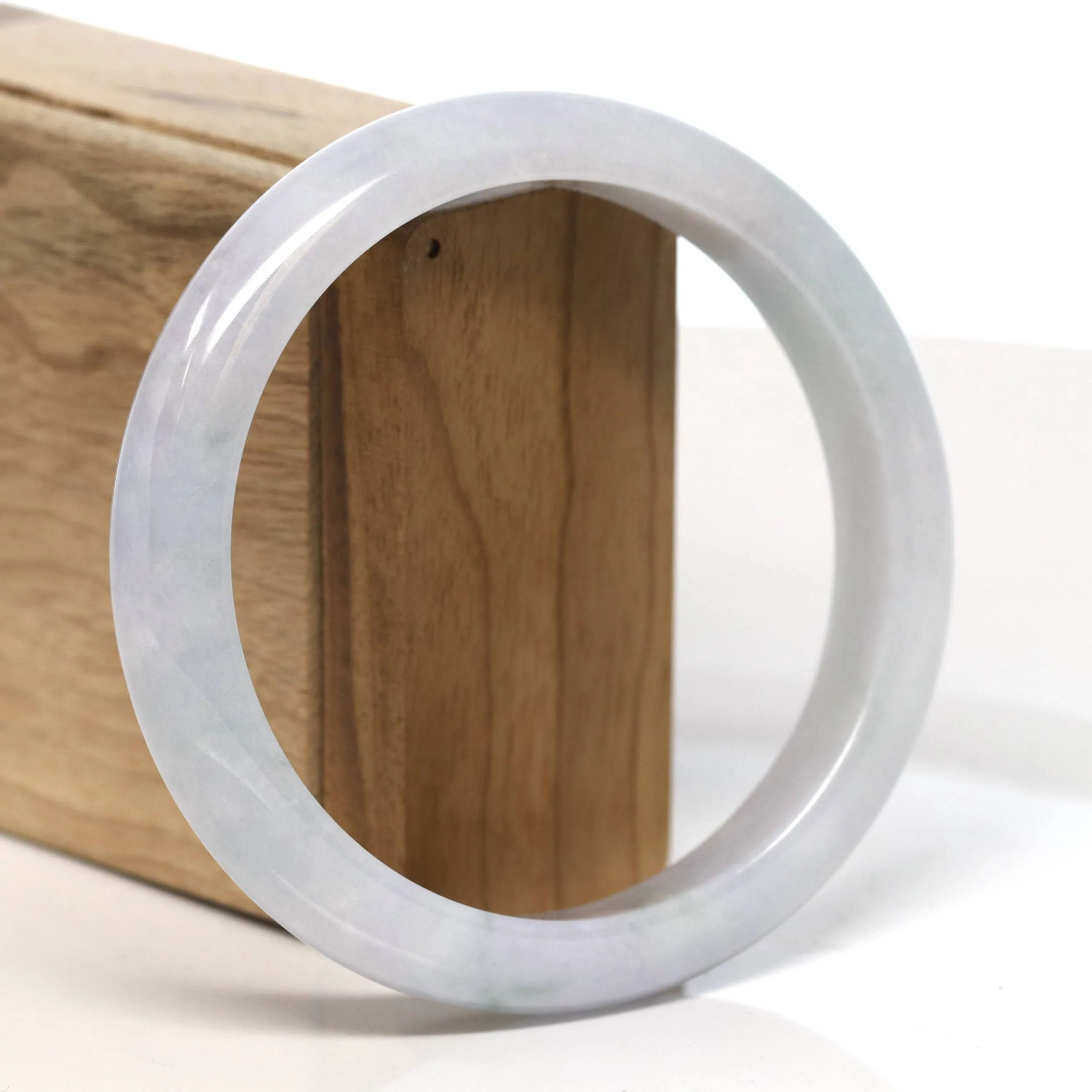 Baikalla "Half Round" Light Lavender Jadeite Jade Bangle Bracelet (62 mm) #T467