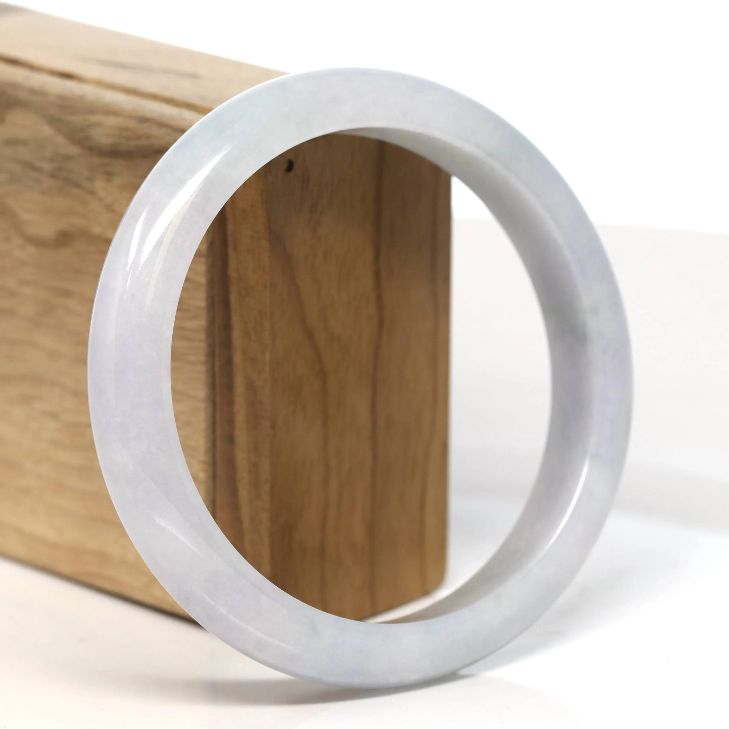 Baikalla "Half Round" Light Lavender Jadeite Jade Bangle Bracelet (62 mm) #T467