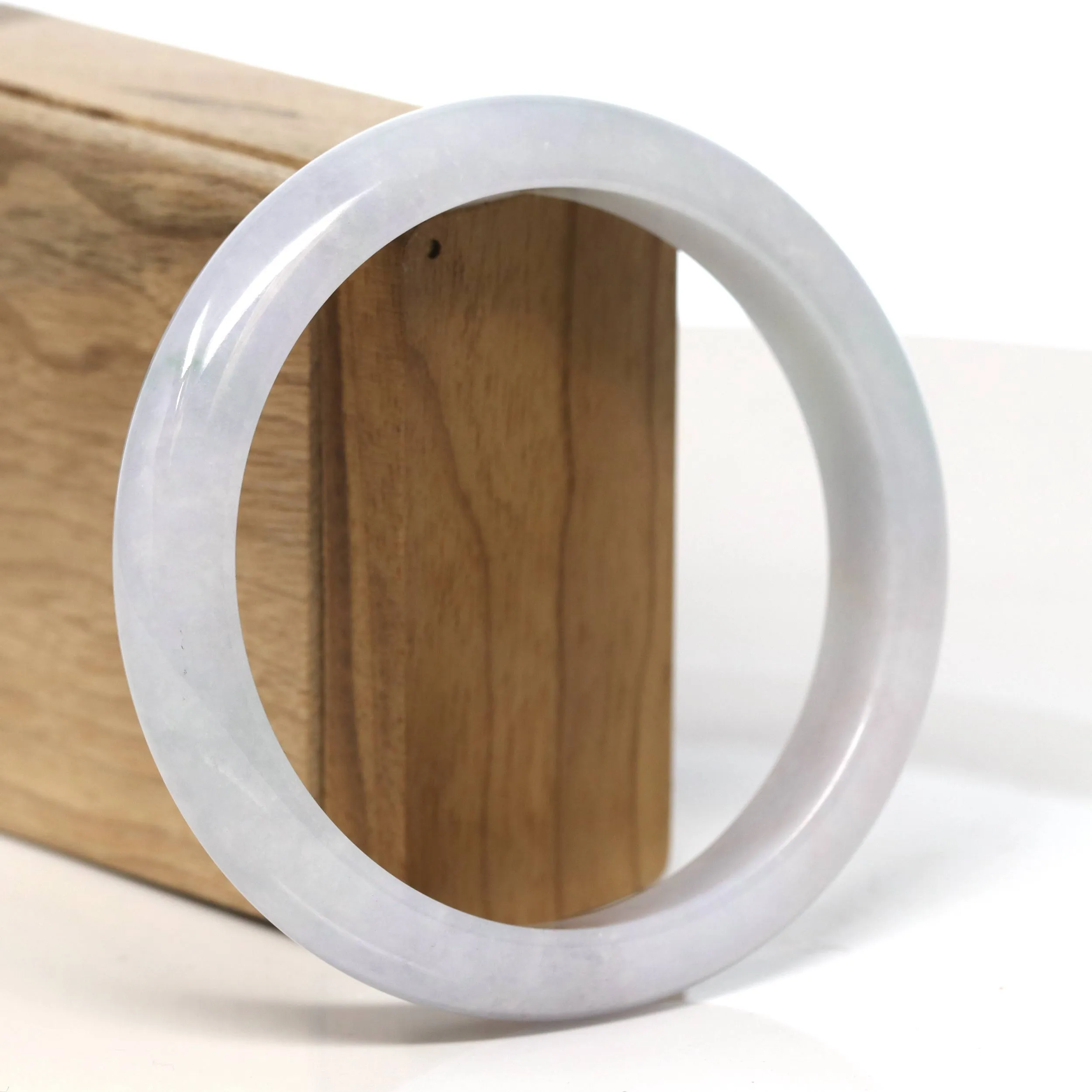 Baikalla "Half Round" Light Lavender Jadeite Jade Bangle Bracelet (62 mm) #T467
