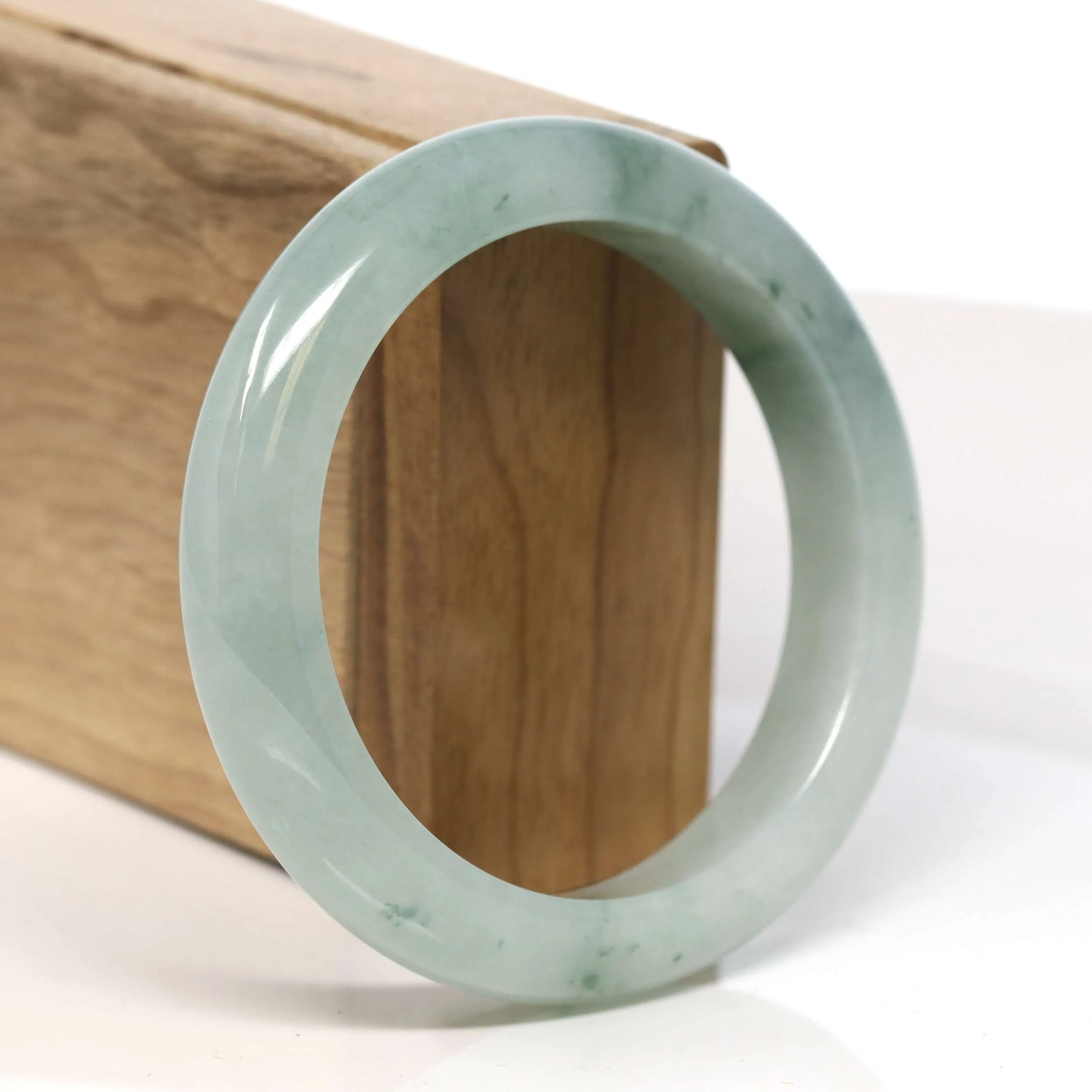 Baikalla "Half Round" Unique Blue Green Jadeite Jade Bangle Bracelet (57.65 mm) #T351