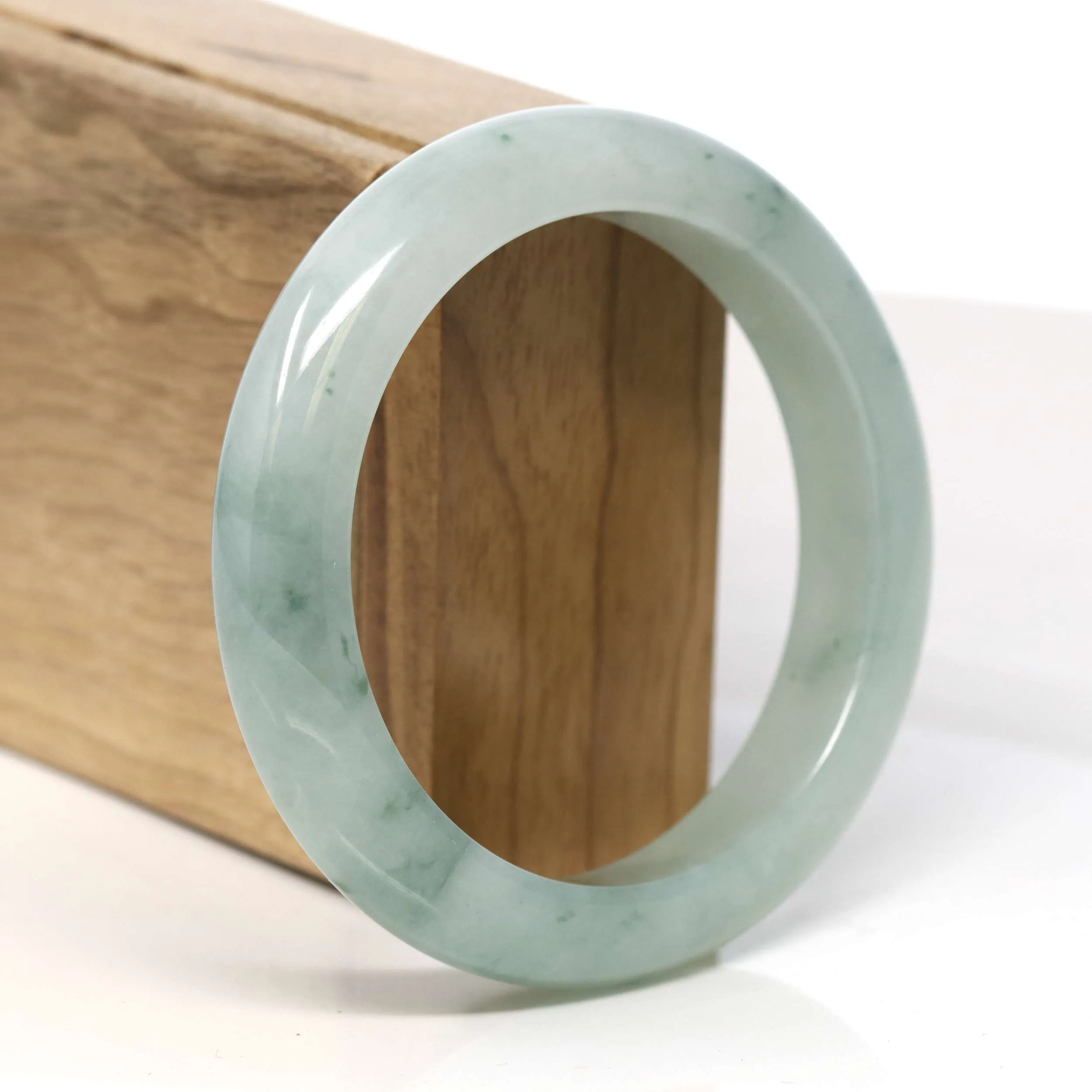 Baikalla "Half Round" Unique Blue Green Jadeite Jade Bangle Bracelet (57.65 mm) #T351