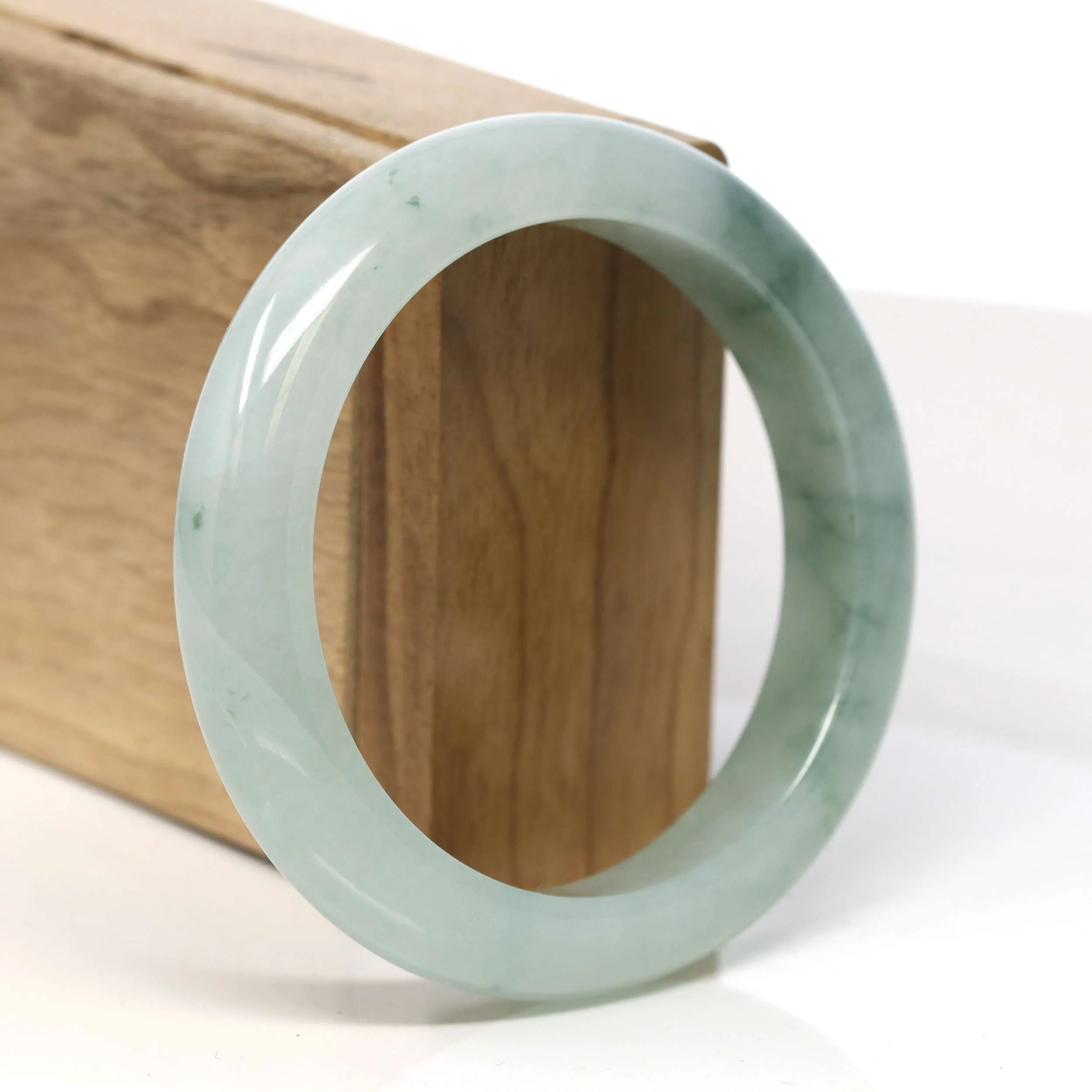 Baikalla "Half Round" Unique Blue Green Jadeite Jade Bangle Bracelet (57.65 mm) #T351