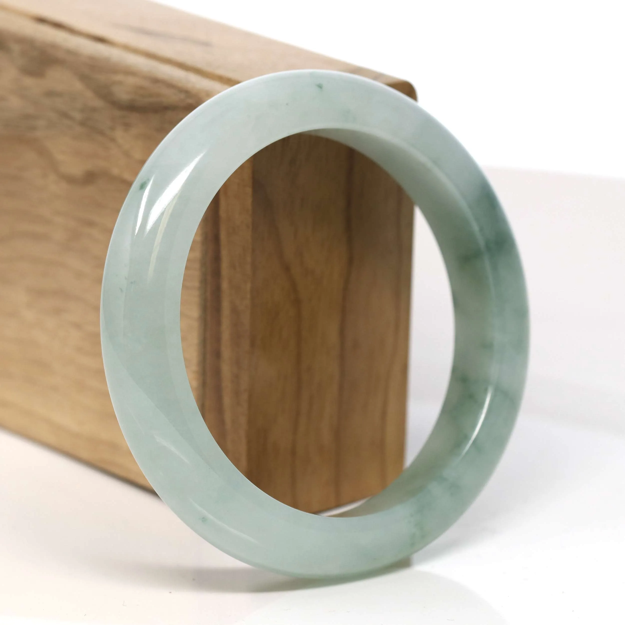Baikalla "Half Round" Unique Blue Green Jadeite Jade Bangle Bracelet (57.65 mm) #T351